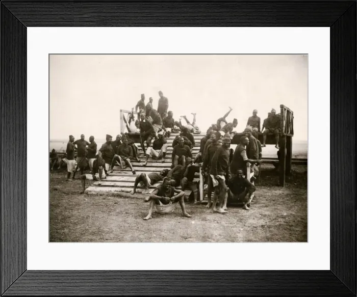 Framed Print : Black colonial soldiers in training during World War I Framed Print : Black colonial soldiers in training during World War I