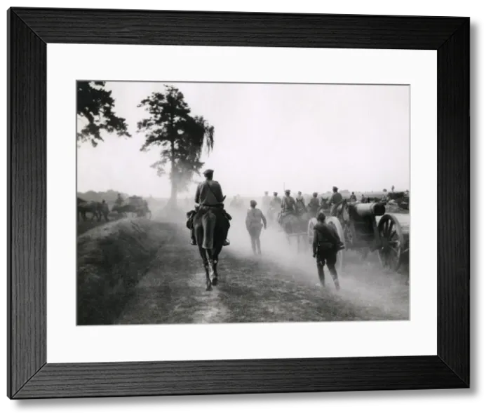 Framed Print : Artillery piece on the move in northern France during World War I Framed Print : Artillery piece on the move in northern France during World War I