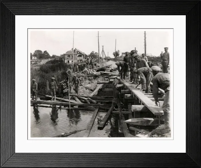 Framed Print : Russian engineers repairing a bridge Eastern Front, World War I Framed Print : Russian engineers repairing a bridge Eastern Front, World War I