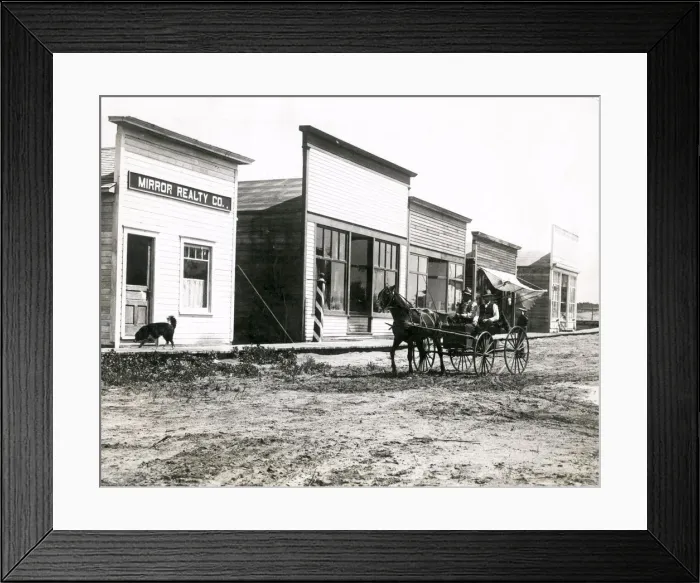 Framed Print : Horese and buggy, street in Dawson City, Canada, c. 1920 Framed Print : Horese and buggy, street in Dawson City, Canada, c. 1920