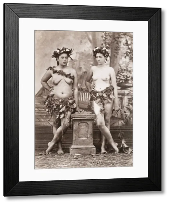 Framed Print : Pacific Islands, Oceania: portrait of two young women Framed Print : Pacific Islands, Oceania: portrait of two young women