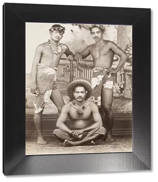 Pacific Islands, Oceania: portrait of three men