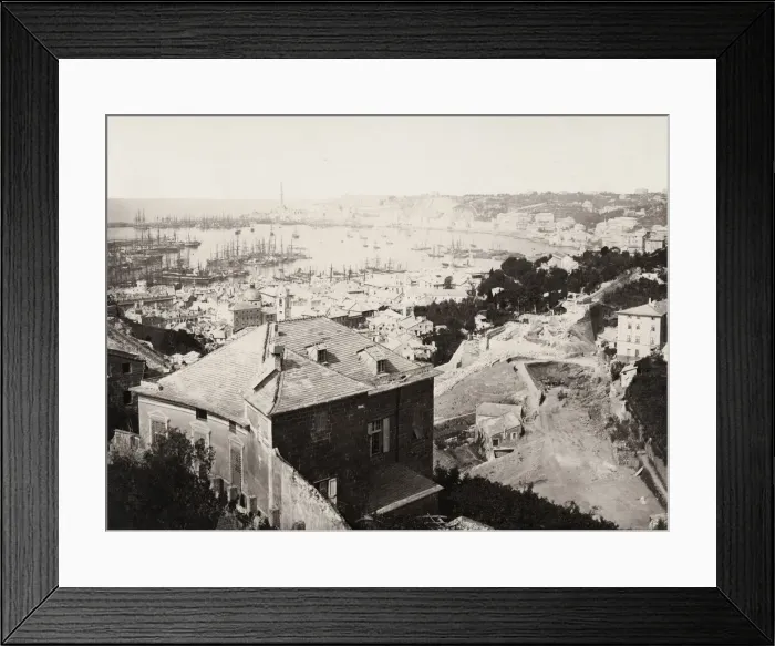Framed Print : cCty and port, harbour of Genoa, Genova, Italy Framed Print : cCty and port, harbour of Genoa, Genova, Italy