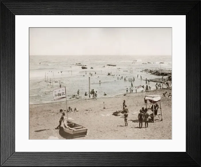 Framed Print : Japan: swimming place on the beach at Oiso Framed Print : Japan: swimming place on the beach at Oiso