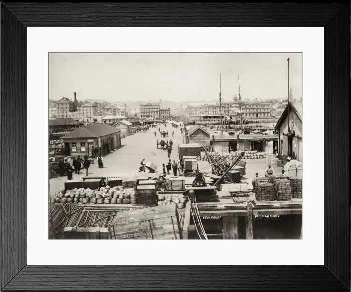 Framed Print : Docks, harbour at Auckland, New Zealand, c. 1895 Framed Print : Docks, harbour at Auckland, New Zealand, c. 1895