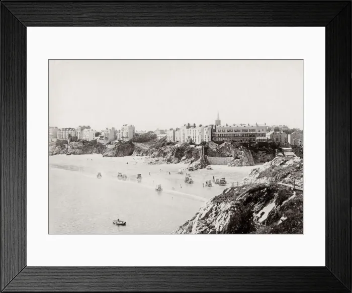 Framed Print : Beach and shore at Tenby, Wales, c. 1880 s Framed Print : Beach and shore at Tenby, Wales, c. 1880 s
