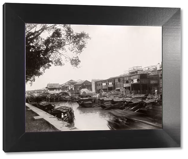 China, Canton, Guangzhou - canal view near the city