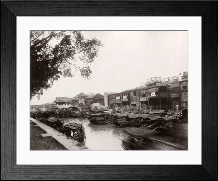 Framed Print : China, Canton, Guangzhou - canal view near the city Framed Print : China, Canton, Guangzhou - canal view near the city