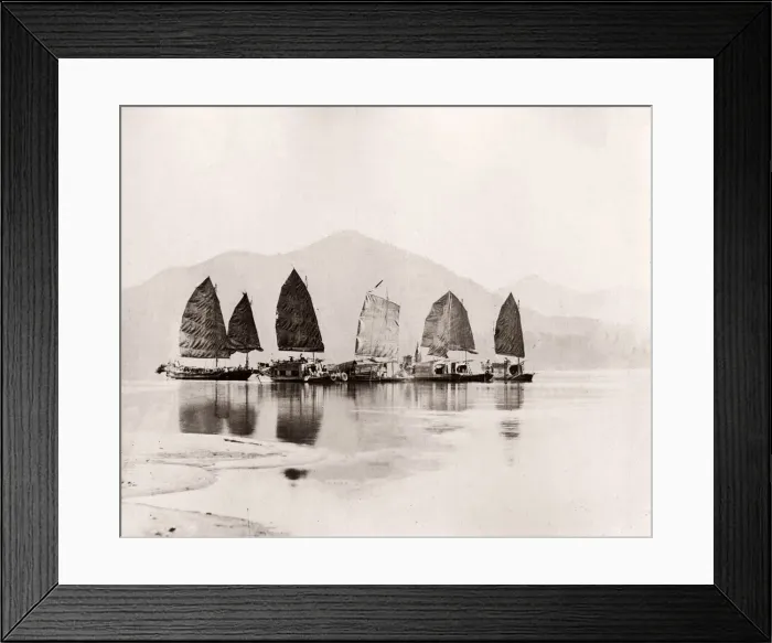Framed Print : China, boats on a Chinese river, probably Canton Framed Print : China, boats on a Chinese river, probably Canton