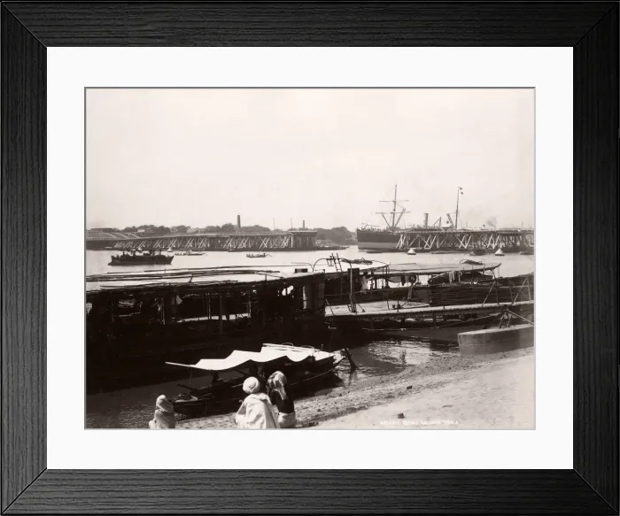 Framed Print : India - open bridge Hooghly river, Calcutta, c. 1870s Framed Print : India - open bridge Hooghly river, Calcutta, c. 1870s