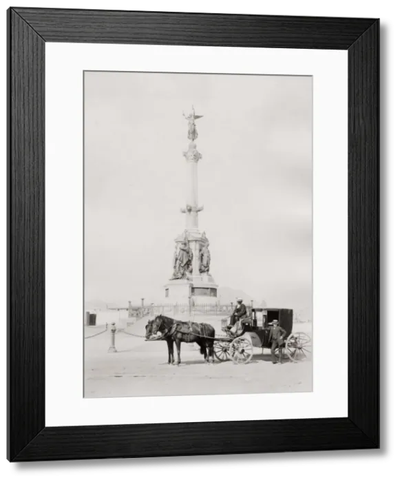 Framed Print : Statue and hackney carriage, Peru Framed Print : Statue and hackney carriage, Peru
