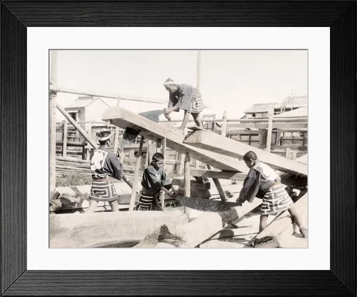 Framed Print : c. 1880s Japan - carpenters at work Framed Print : c. 1880s Japan - carpenters at work