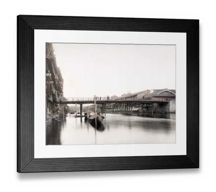Framed Print : c. 1880s Japan - canal bridge Osaka Framed Print : c. 1880s Japan - canal bridge Osaka