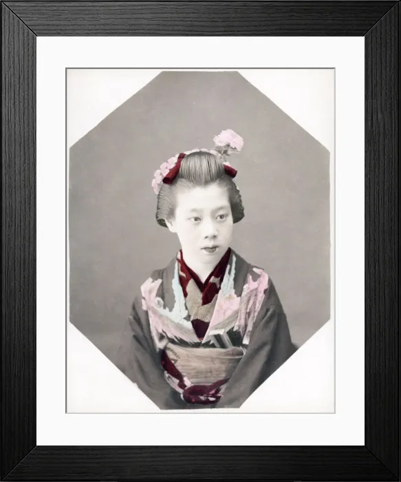 Framed Print : c. 1880s Japan - young woman with ornate hairstyle Framed Print : c. 1880s Japan - young woman with ornate hairstyle