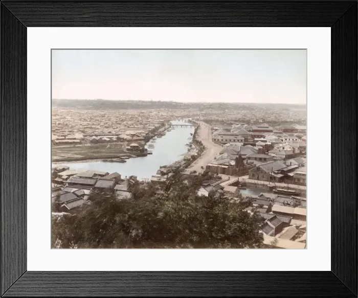 Framed Print : c. 1880s Japan - rooftop view of Yokohama Framed Print : c. 1880s Japan - rooftop view of Yokohama