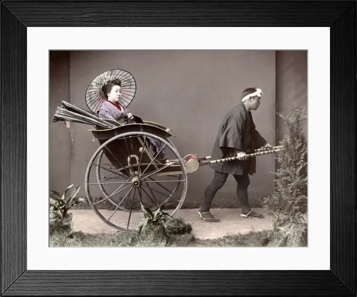Framed Print : c. 1880s Japan - woman in a rickshaw Framed Print : c. 1880s Japan - woman in a rickshaw