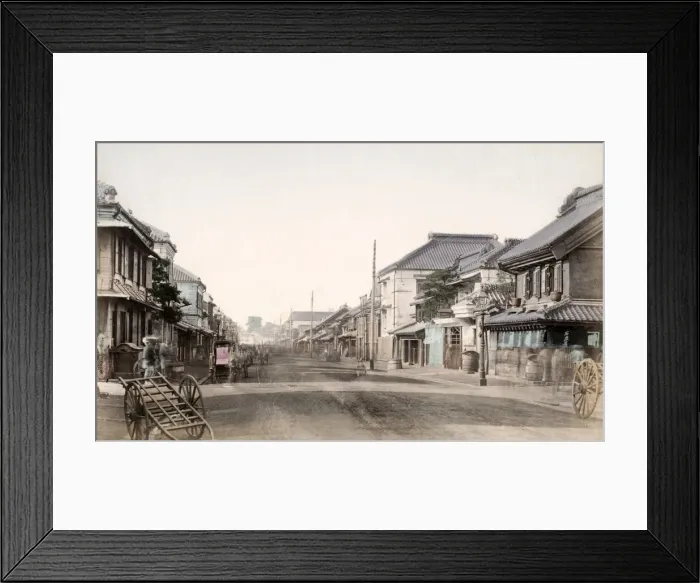 Framed Print : c. 1880s Japan - Honcho Dori or main street Yokohama Framed Print : c. 1880s Japan - Honcho Dori or main street Yokohama