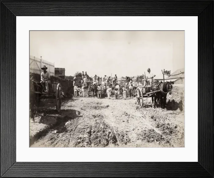Framed Print : Road gang building a road, Brisbane, Australia Framed Print : Road gang building a road, Brisbane, Australia