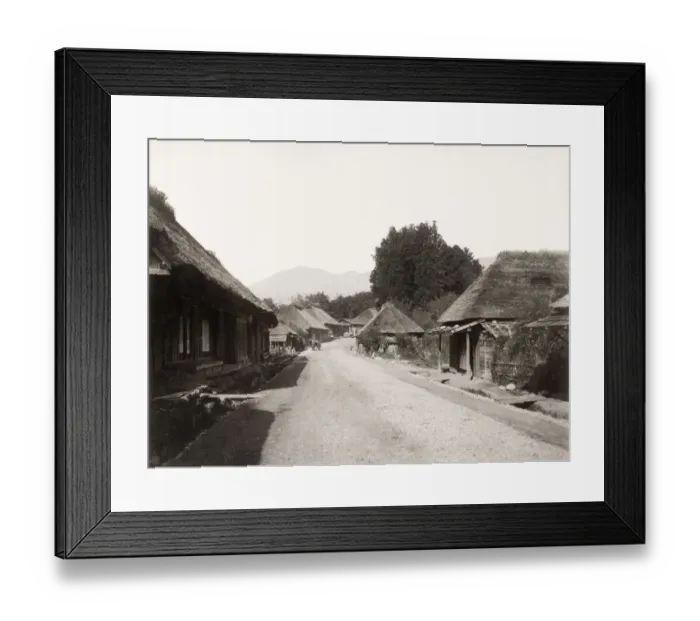 Framed Print : Street with thatched houses, Nikko, Japan