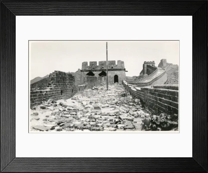 Framed Print : Loose stones, damage, on top of the Great Wall, China Framed Print : Loose stones, damage, on top of the Great Wall, China