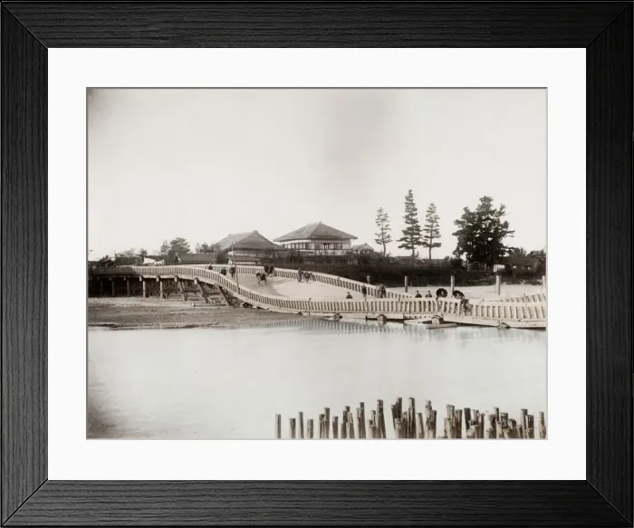 Framed Print : Fallen bridge, earthquake damage, Japan, c. 1890 s Framed Print : Fallen bridge, earthquake damage, Japan, c. 1890 s