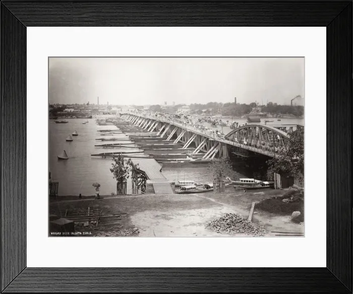Framed Print : India - Hooghly Bridge, pontoon, Calcutta, Kolkata Framed Print : India - Hooghly Bridge, pontoon, Calcutta, Kolkata