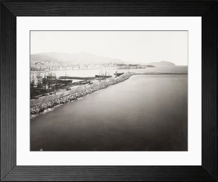 Framed Print : Genoa, Genova, waterfront ships at dock, harbour Framed Print : Genoa, Genova, waterfront ships at dock, harbour