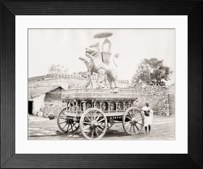 Framed Print : Festival procession car with carved statue, India Framed Print : Festival procession car with carved statue, India