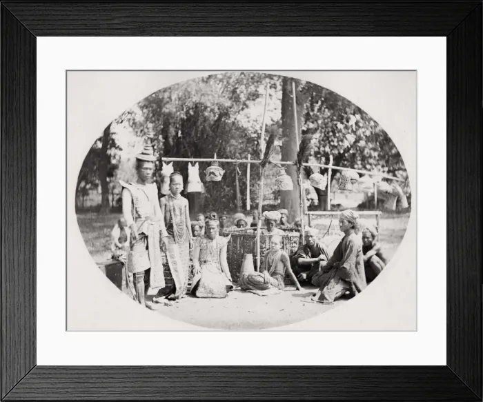 Framed Print : Troupe of Burmese performers, British India Framed Print : Troupe of Burmese performers, British India
