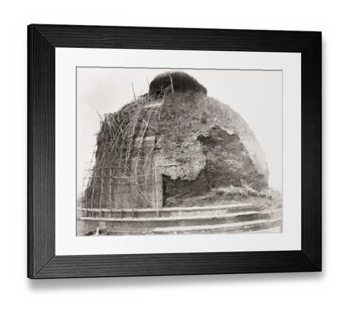 Framed Print : Ruined brick tower India with bamboo scaffolding Framed Print : Ruined brick tower India with bamboo scaffolding