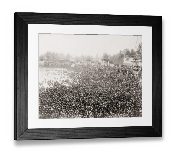 Framed Print : Large crowd in ceremonial bathing, India Framed Print : Large crowd in ceremonial bathing, India