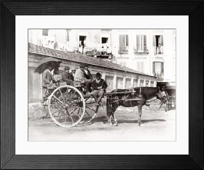 Framed Print : Horse and carriage, hackney, passenger vehicle, Italy Framed Print : Horse and carriage, hackney, passenger vehicle, Italy