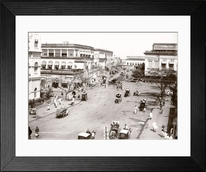 Framed Print : Clive Street, Calcutta, Kolkata, India. pedestrians, carts, carriages Framed Print : Clive Street, Calcutta, Kolkata, India. pedestrians, carts, carriages
