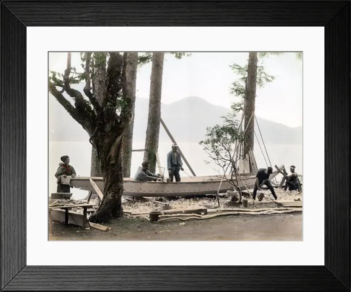 Framed Print : Carpenters, boat builders at work, Japan Framed Print : Carpenters, boat builders at work, Japan