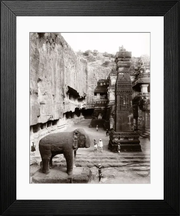 Framed Print : Rock cut elephant, Ellora caves, India Framed Print : Rock cut elephant, Ellora caves, India