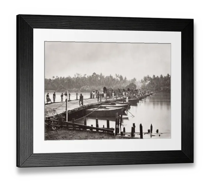 Framed Print : Carts and pedestrians, wooden pontoon bridge, Sri Lanka, Ceylon Framed Print : Carts and pedestrians, wooden pontoon bridge, Sri Lanka, Ceylon