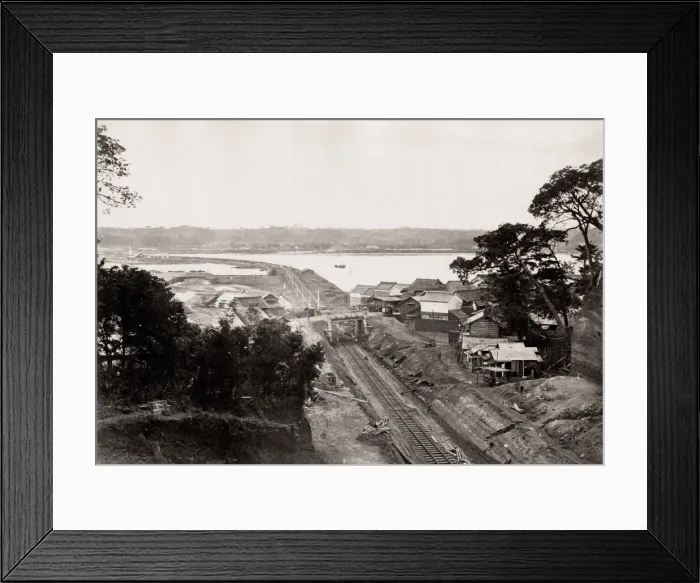 Framed Print : Railway at Kanagawa, Noge, Japan, c. 1870 s Framed Print : Railway at Kanagawa, Noge, Japan, c. 1870 s