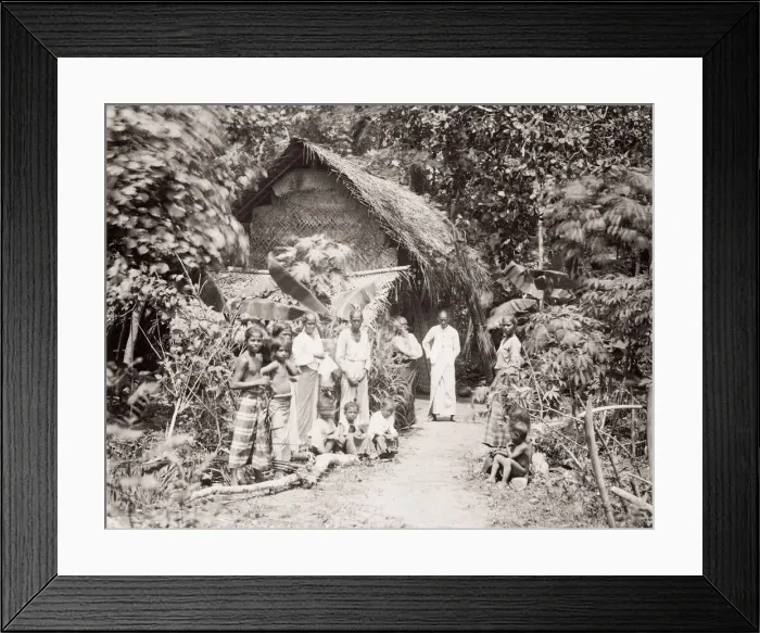 Framed Print : Indigenous family outside home Ceylon, Sri Lanka Framed Print : Indigenous family outside home Ceylon, Sri Lanka