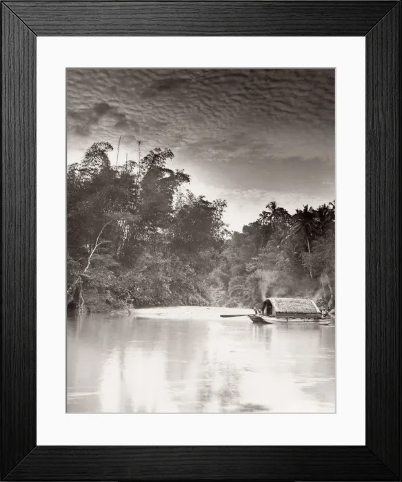 Framed Print : Houseboat on a river, Ceylon, Sri Lanka Framed Print : Houseboat on a river, Ceylon, Sri Lanka