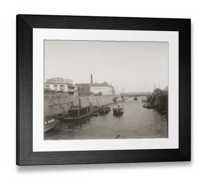 Framed Print : Canal and boats, Yokohama, Japan Framed Print : Canal and boats, Yokohama, Japan