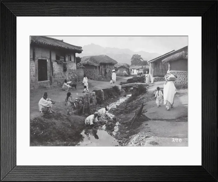 Framed Print : Daily life, village street scene, Korea Framed Print : Daily life, village street scene, Korea