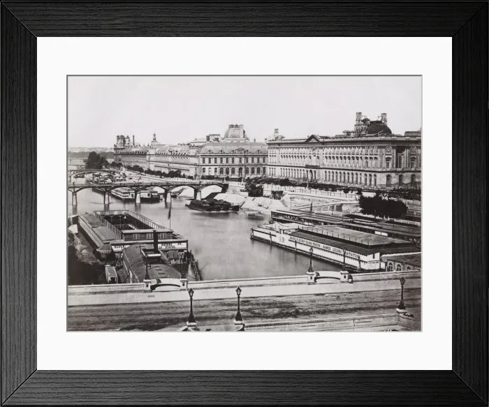 Framed Print : Barges and swimming baths, River Seine, Paris Framed Print : Barges and swimming baths, River Seine, Paris