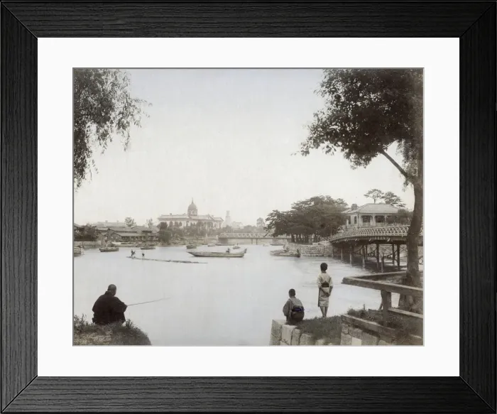 Framed Print : Fisherman and boys, Asakusa, Tokyo, c. 1890 s