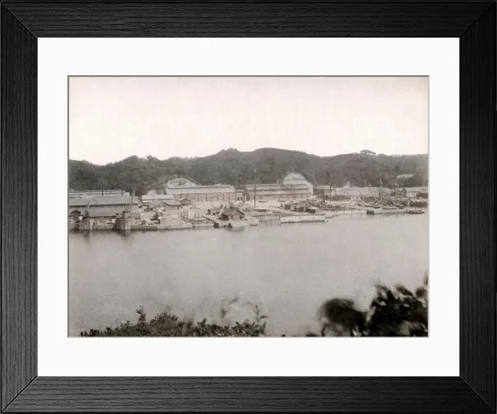 Framed Print : Naval dockyard at Yokosuka, Japan, c. 1880 s Framed Print : Naval dockyard at Yokosuka, Japan, c. 1880 s
