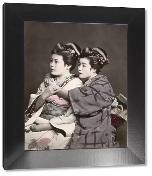 Two geishas in kimonos, Japan, c. 1870 s