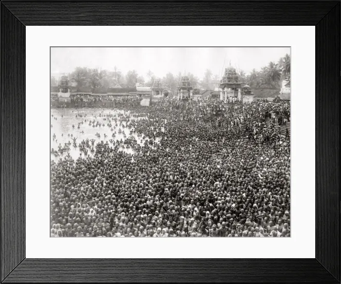 Framed Print : Hindu crowd bathing in the Ganges, India, c. 1880 s Framed Print : Hindu crowd bathing in the Ganges, India, c. 1880 s