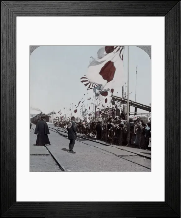 Framed Print : Departing soldiers, Japan, Russo-Japanese War 1904-5 Framed Print : Departing soldiers, Japan, Russo-Japanese War 1904-5