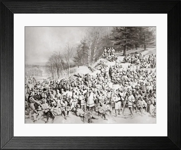 Framed Print : Party tobogganing, snow scene, Canada, c. 1880 s Framed Print : Party tobogganing, snow scene, Canada, c. 1880 s