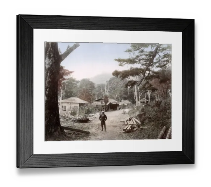 Framed Print : c. 1880s Japan - wooden houses Chuzenji Road Nikko Framed Print : c. 1880s Japan - wooden houses Chuzenji Road Nikko