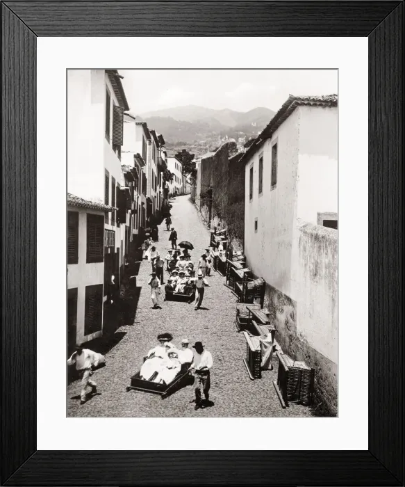 Framed Print : c. 1880s - tourist sledge in Madeira Portugal Framed Print : c. 1880s - tourist sledge in Madeira Portugal